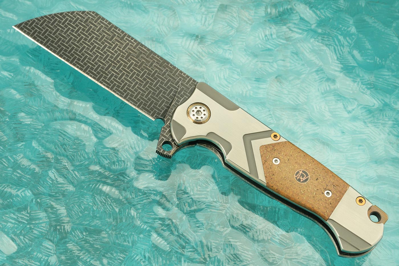 Butcher Flipper with Thunderstorm Kevlar and Titanium - M390
