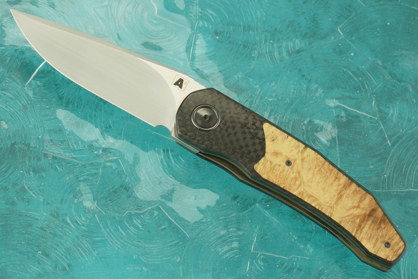 A9 Front Flipper with Carbon Fiber and Box Elder Burl (Dual Row Ceramic IKBS) - M390