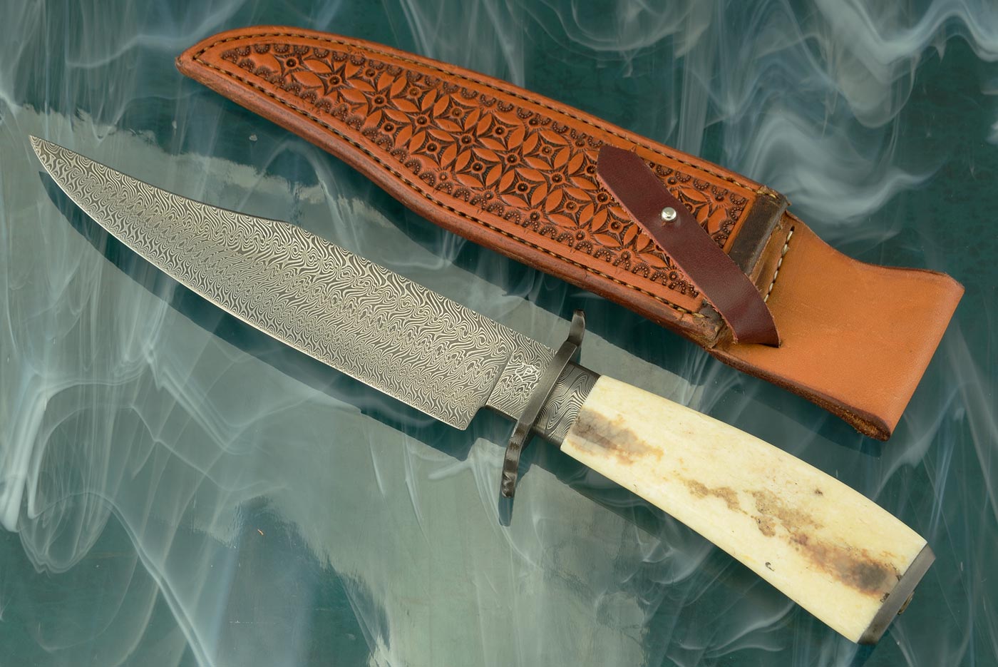 Little Fighter with Turkish Twist Damascus and Ancient Walrus Ivory