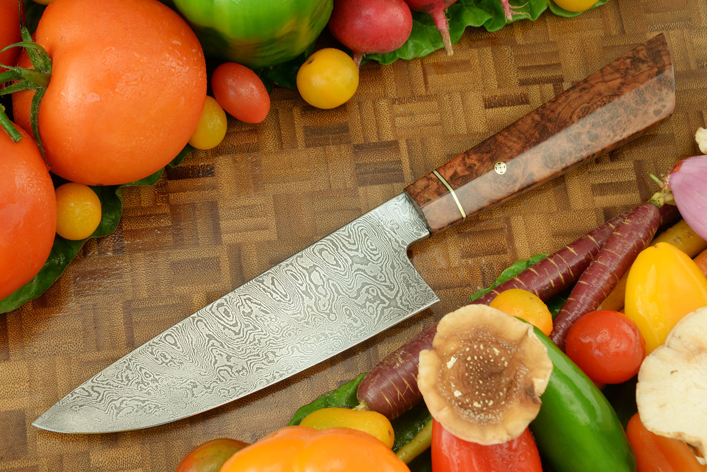 Damascus Chef's Knife (6-1/2 in.) with Black Ash Burl