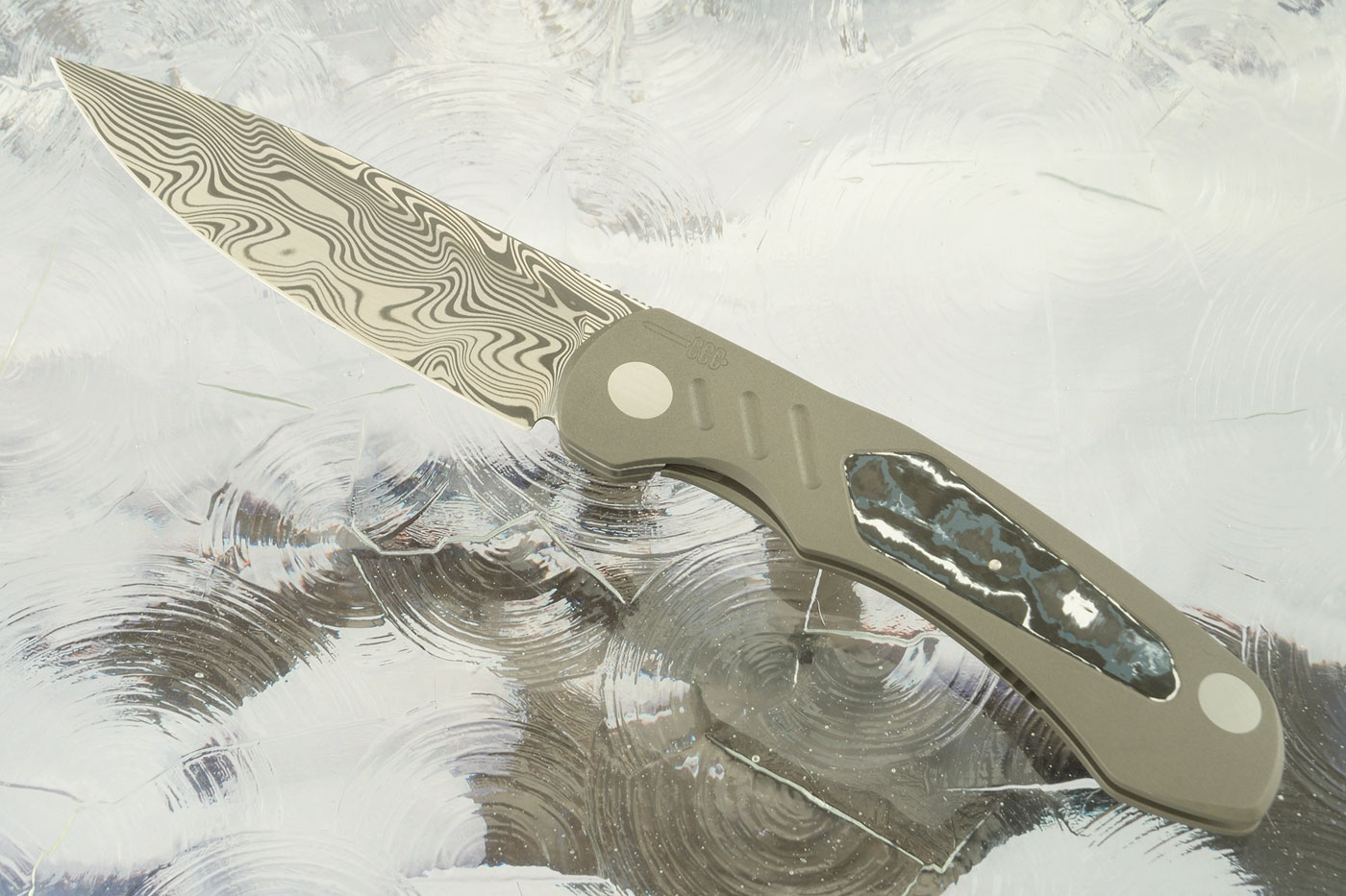 Viper DP Front Flipper with Damasteel and White Storm FatCarbon
