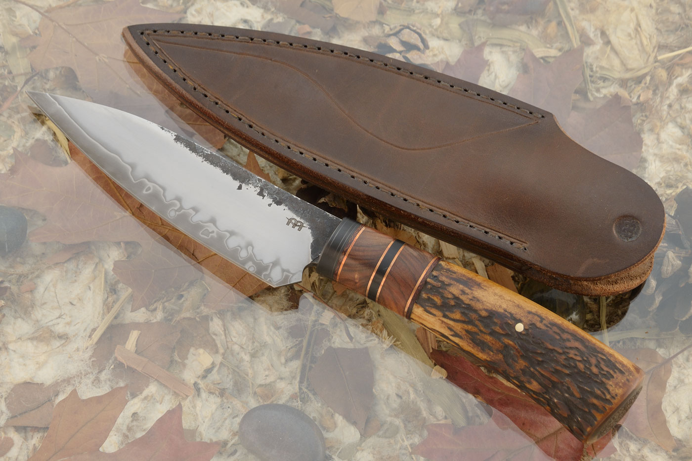 Utilitarian: San Mai Belt Knife with Madagascar Rosewood and Stag