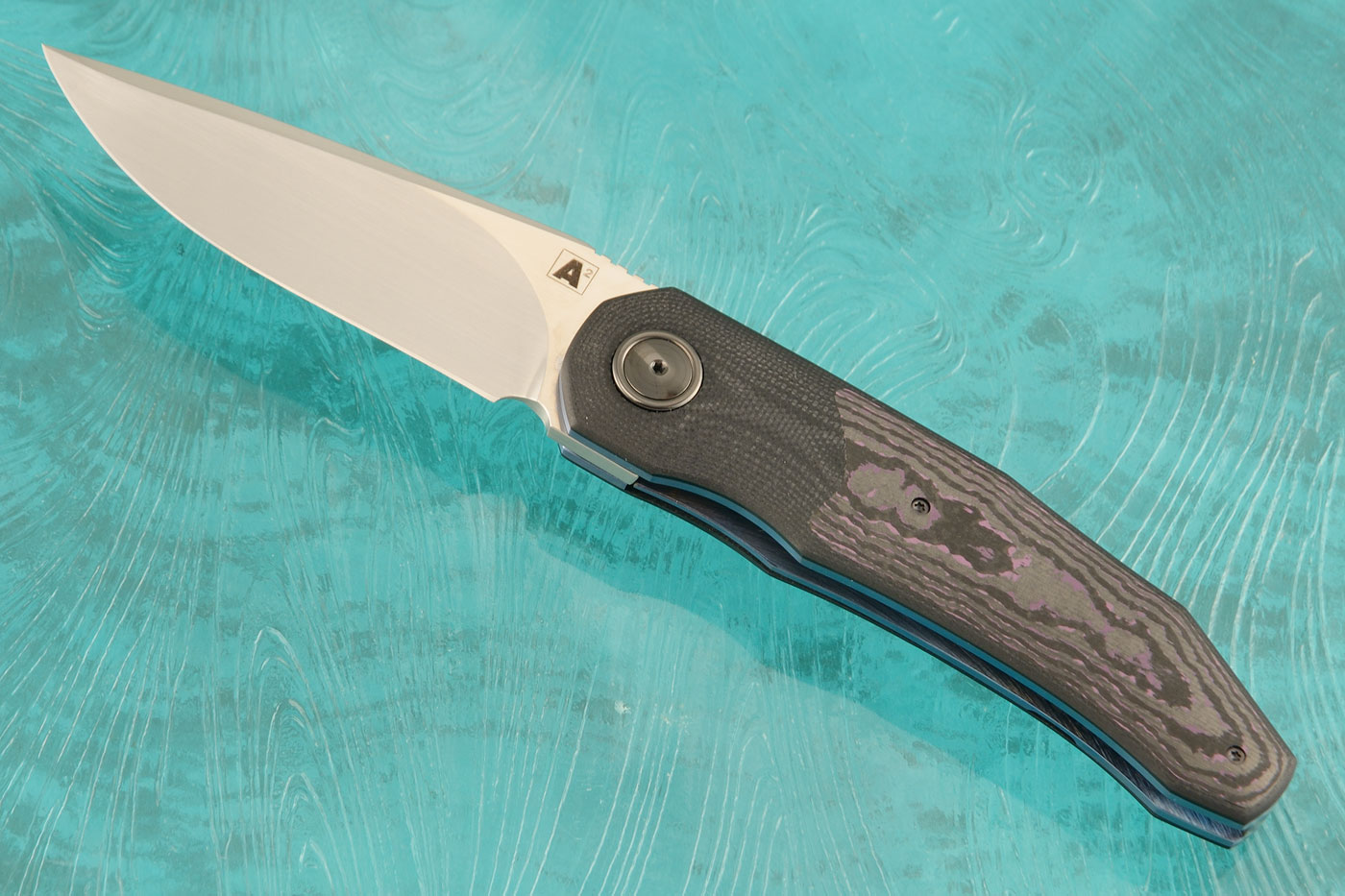 A9 Front Flipper with Black G10 and Purple Haze FatCarbon (Ceramic IKBS) - M390