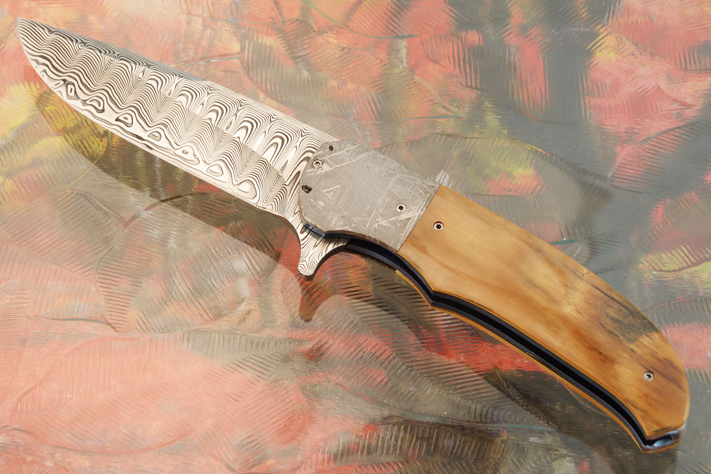 LL-SS Flipper with Mammoth Ivory, Damascus, and Meteorite (Ceramic IKBS)