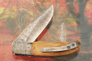 George Mueller Custom Knife Damascus Meteorite and Mammoth Tooth Linerlock  Flipper - Knife Purveyor