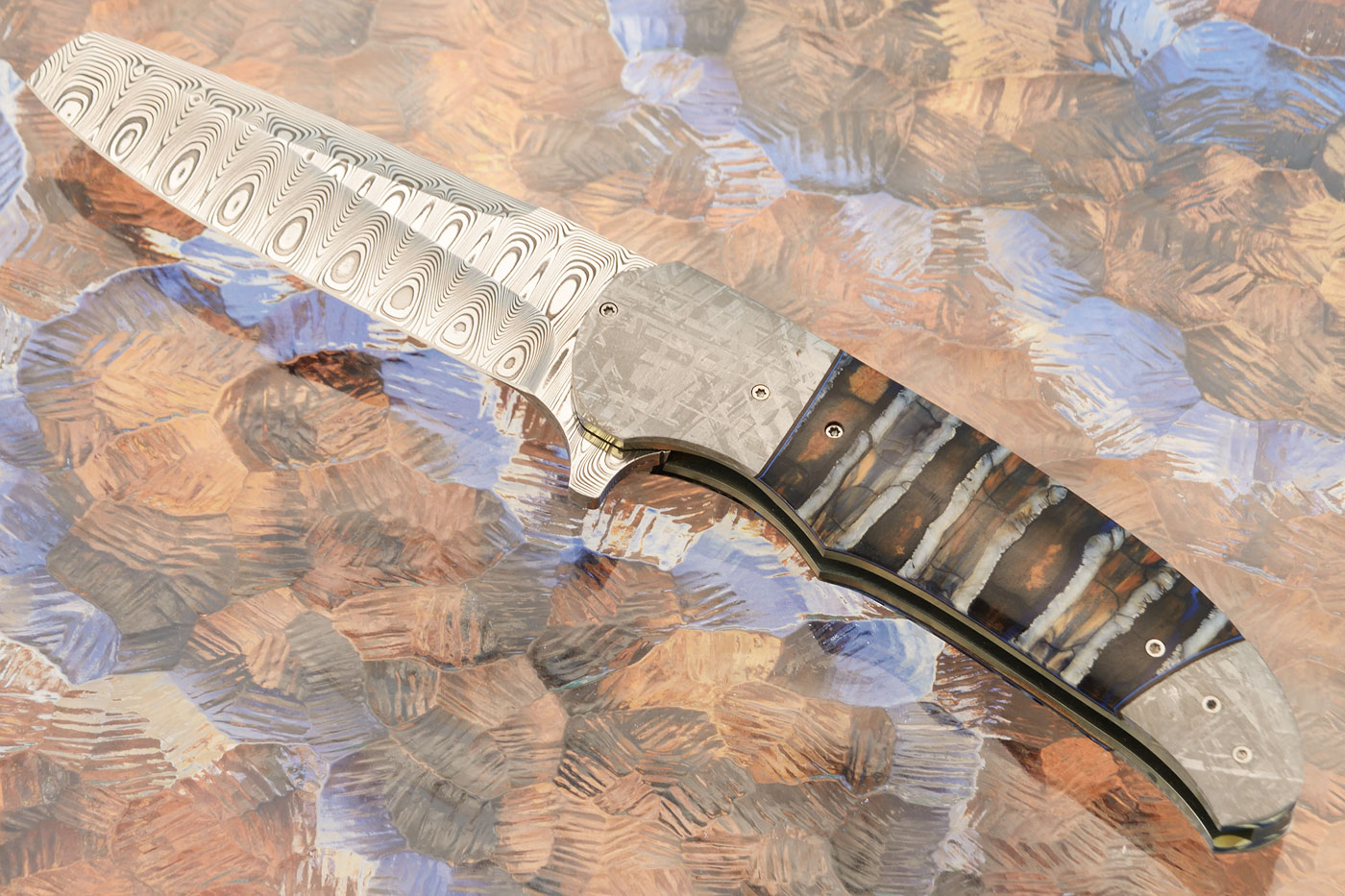 LL-SS Flipper with Mammoth Molar, Damascus, and Meteorite (Ceramic IKBS)