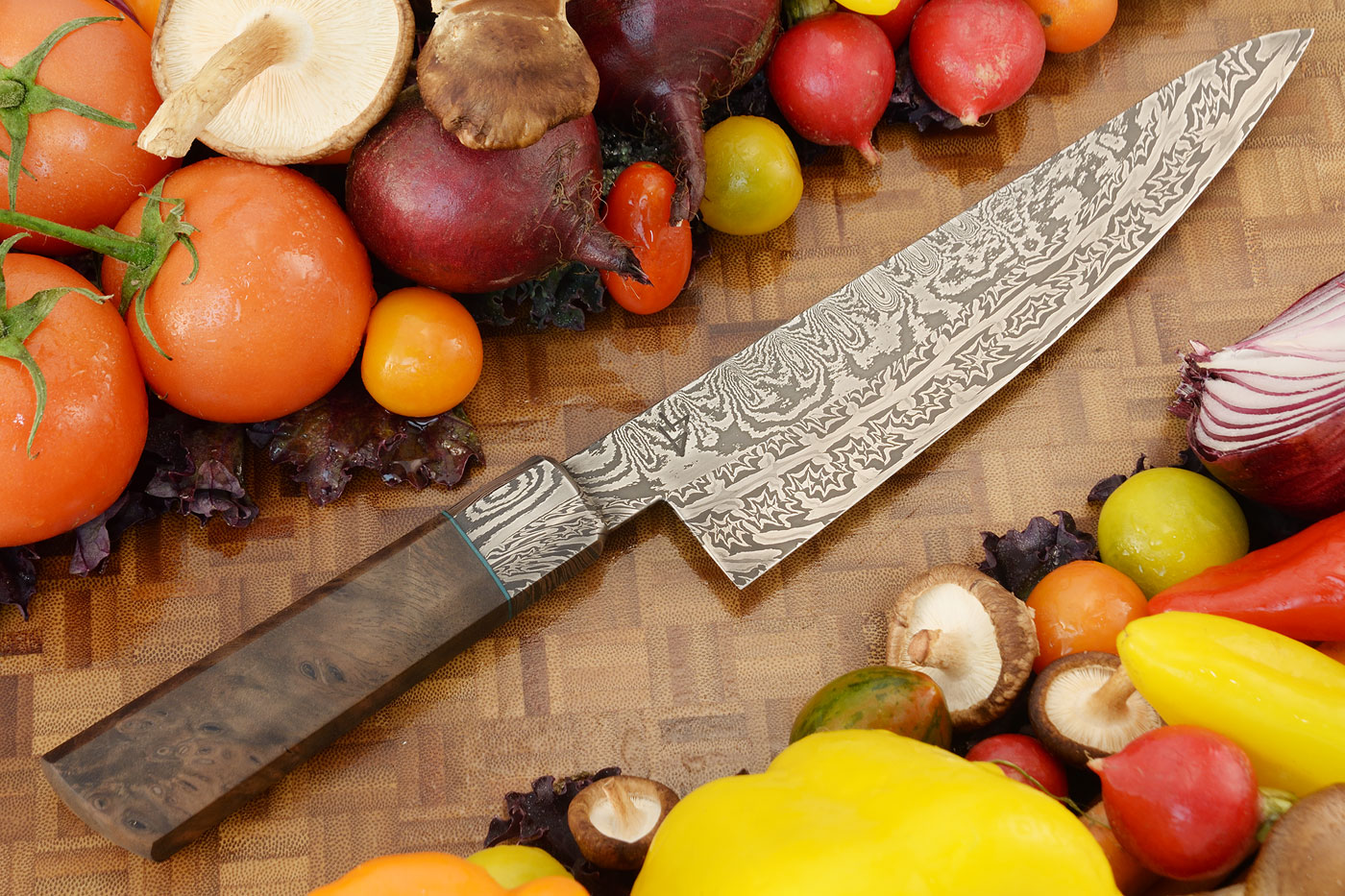 Integral Multi-Bar Mosaic Damascus Chef's Knife (8 in.) with Walnut