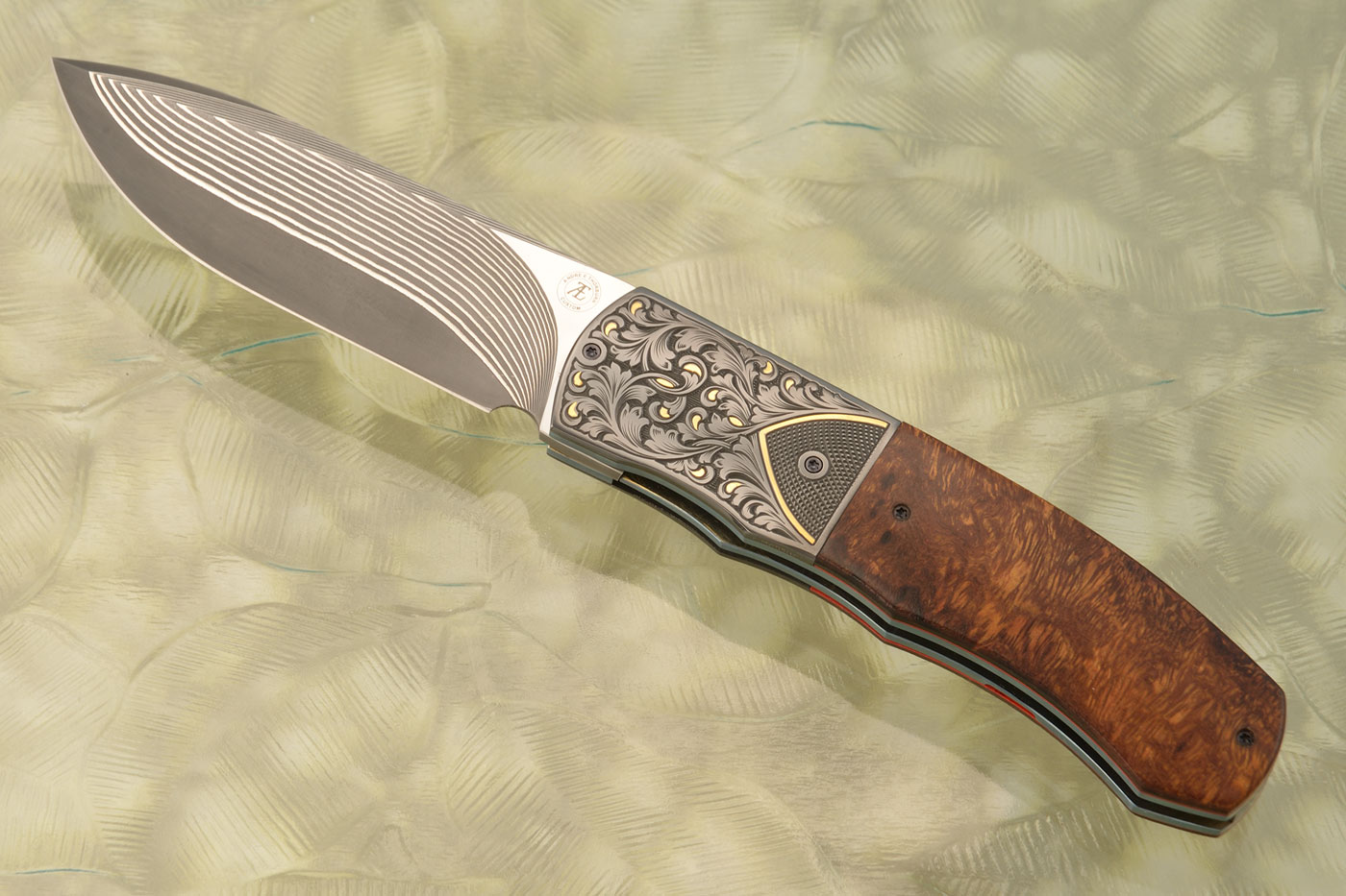 L46 Front Flipper with Ironwood, Engraved Zirconium, and SG2 San Mai (Ceramic IKBS)