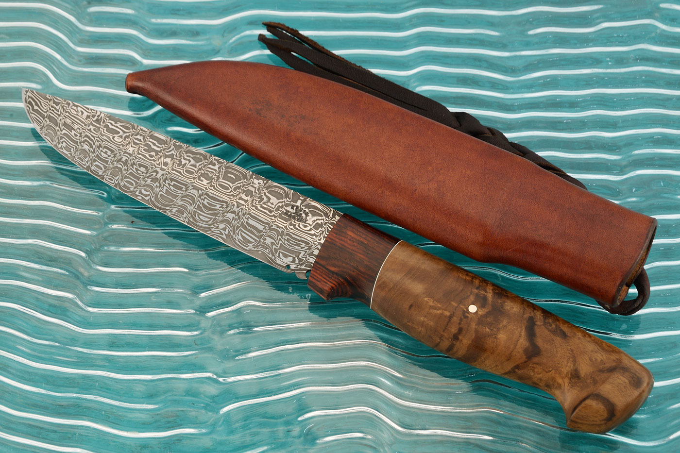 Damascus Scandi Hunter with Hairy Vitex and Cocobolo