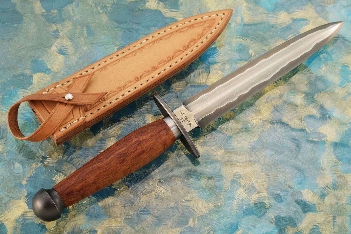 San Mai Dagger with Lace Sheoak and Wrought Iron