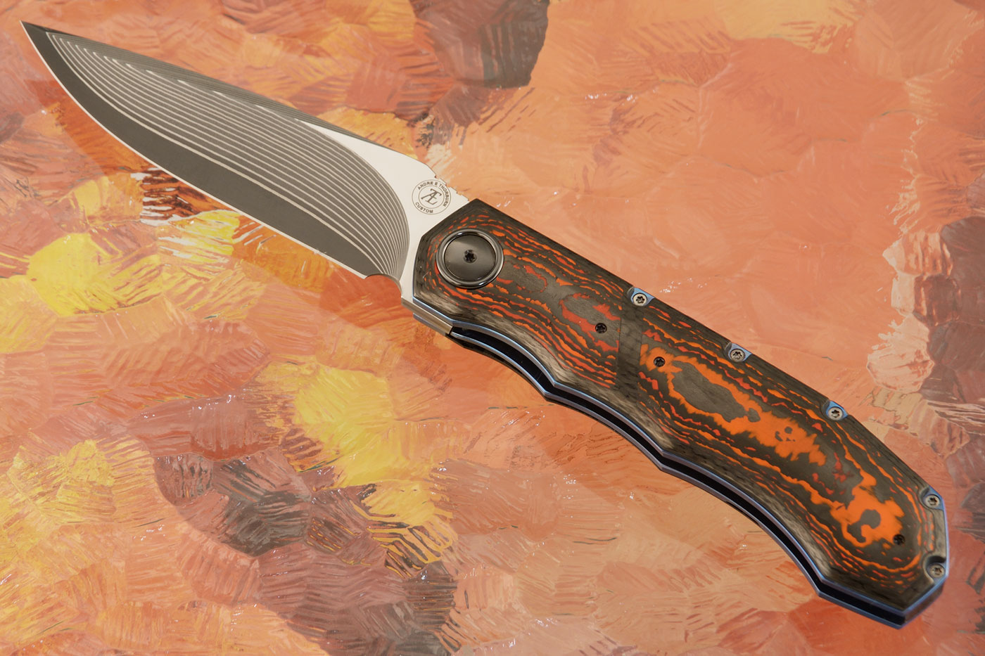 L51 Compact Front Flipper with Carbon Fiber and Mars Valley FatCarbon (Ceramic IKBS) - SG2 Damascus San Mai