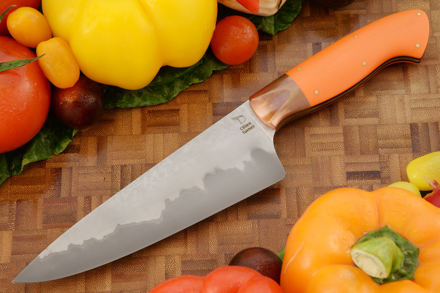San Mai Chef's Knife with Orange G-10 (6-2/3