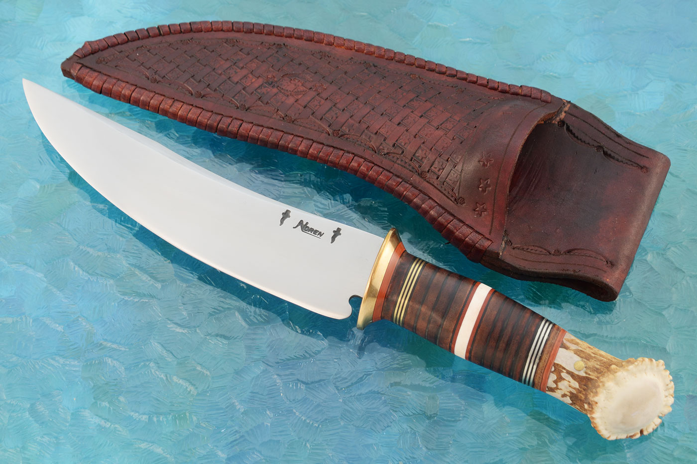 Scagel Style Camp Knife with Crown Stag and Mammoth Ivory