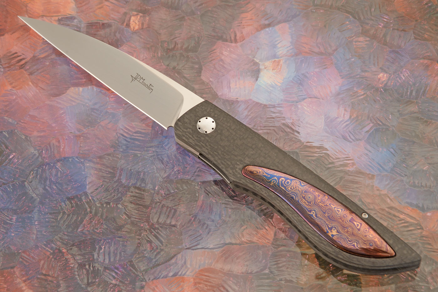 Trittico Front Flipper with Carbon Fiber and Damascus - RWL-34