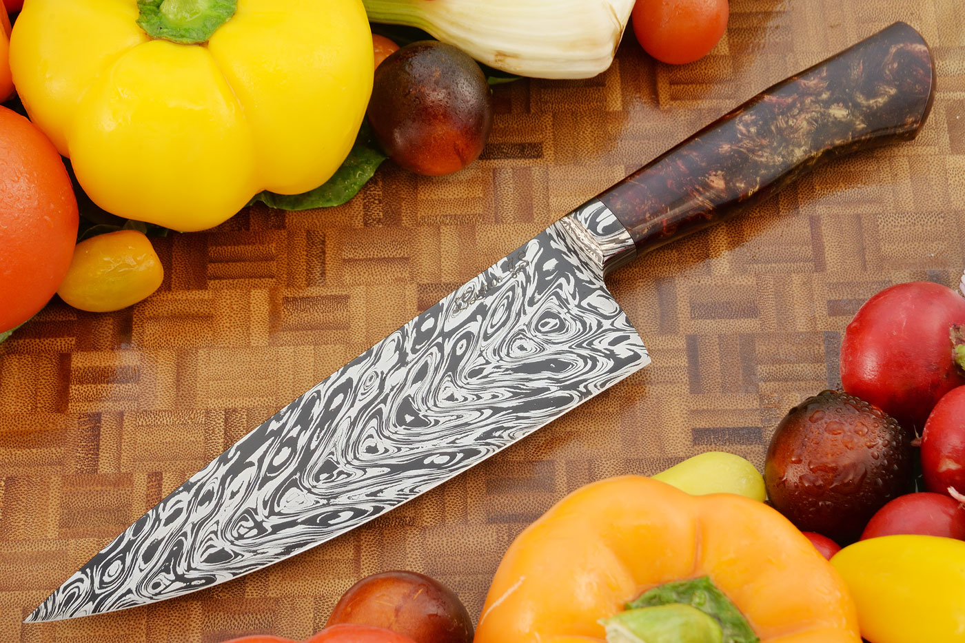 Integral Damascus Chef's Knife with Resin (7-1/8