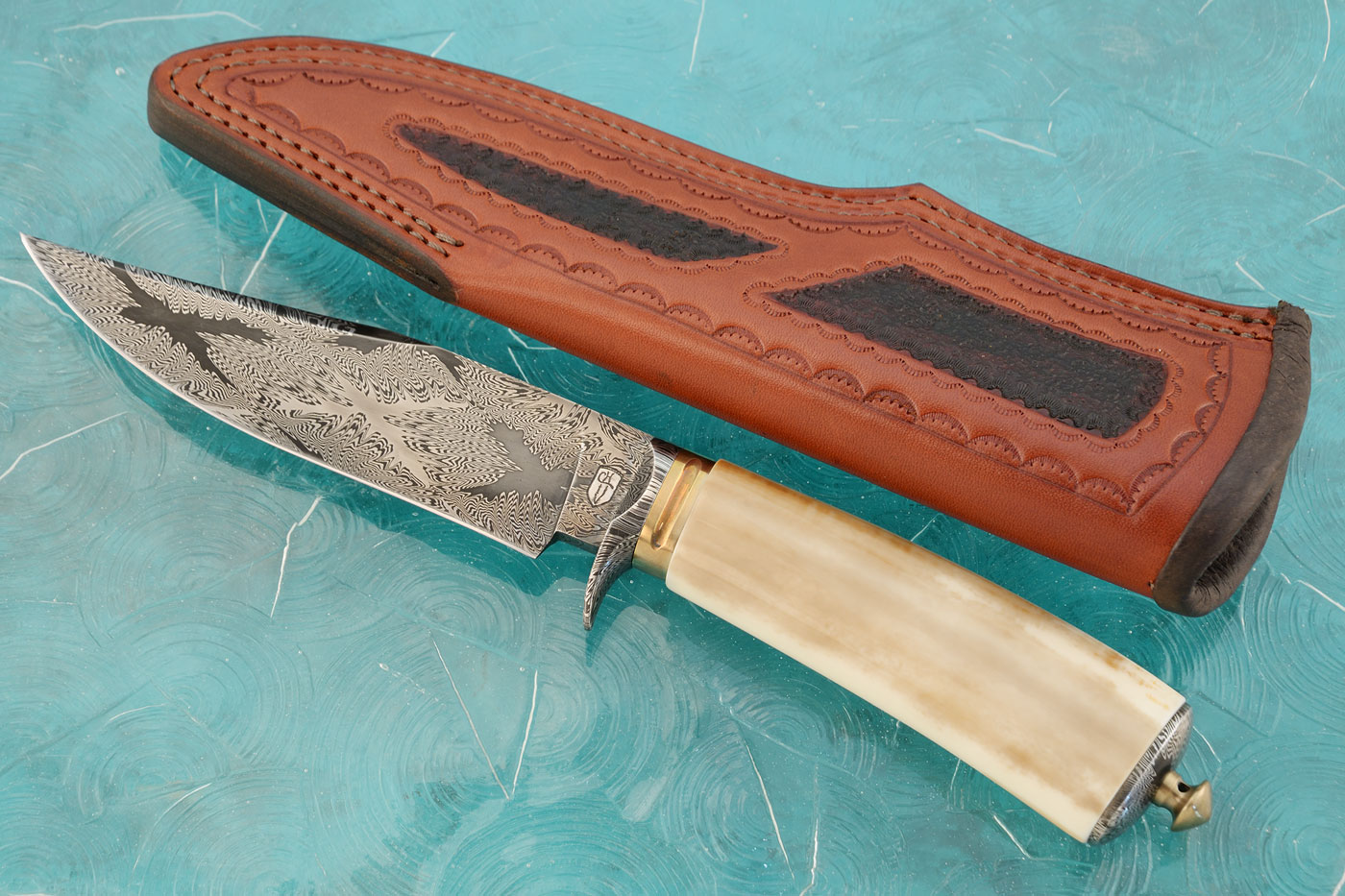 Mosaic Damascus Hunter with Ancient Walrus Ivory