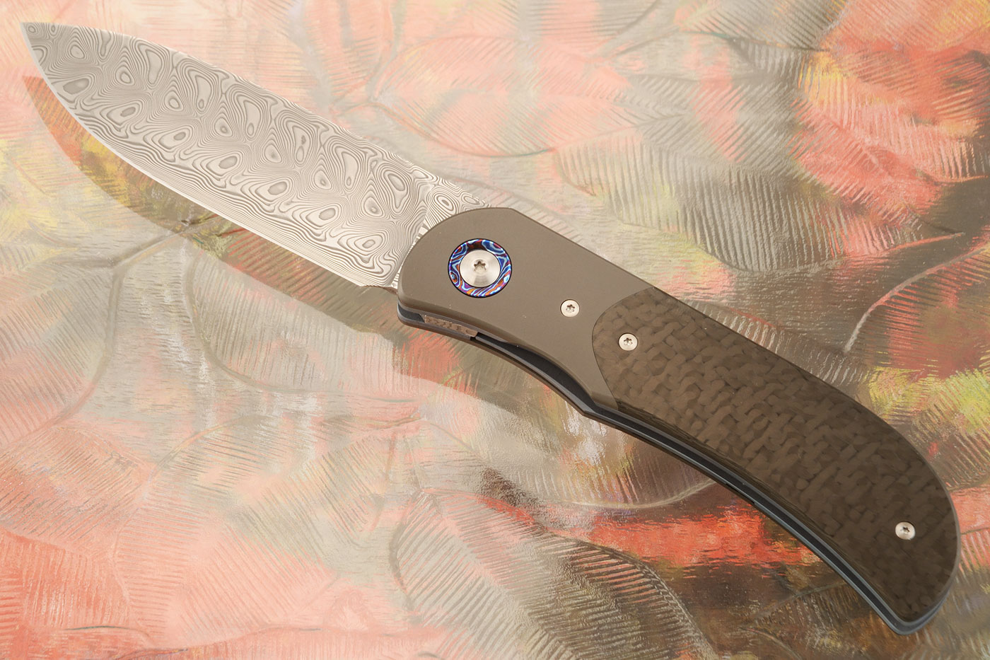 LEXK Plus Front Flipper with Carbon Fiber and Timascus - Damasteel