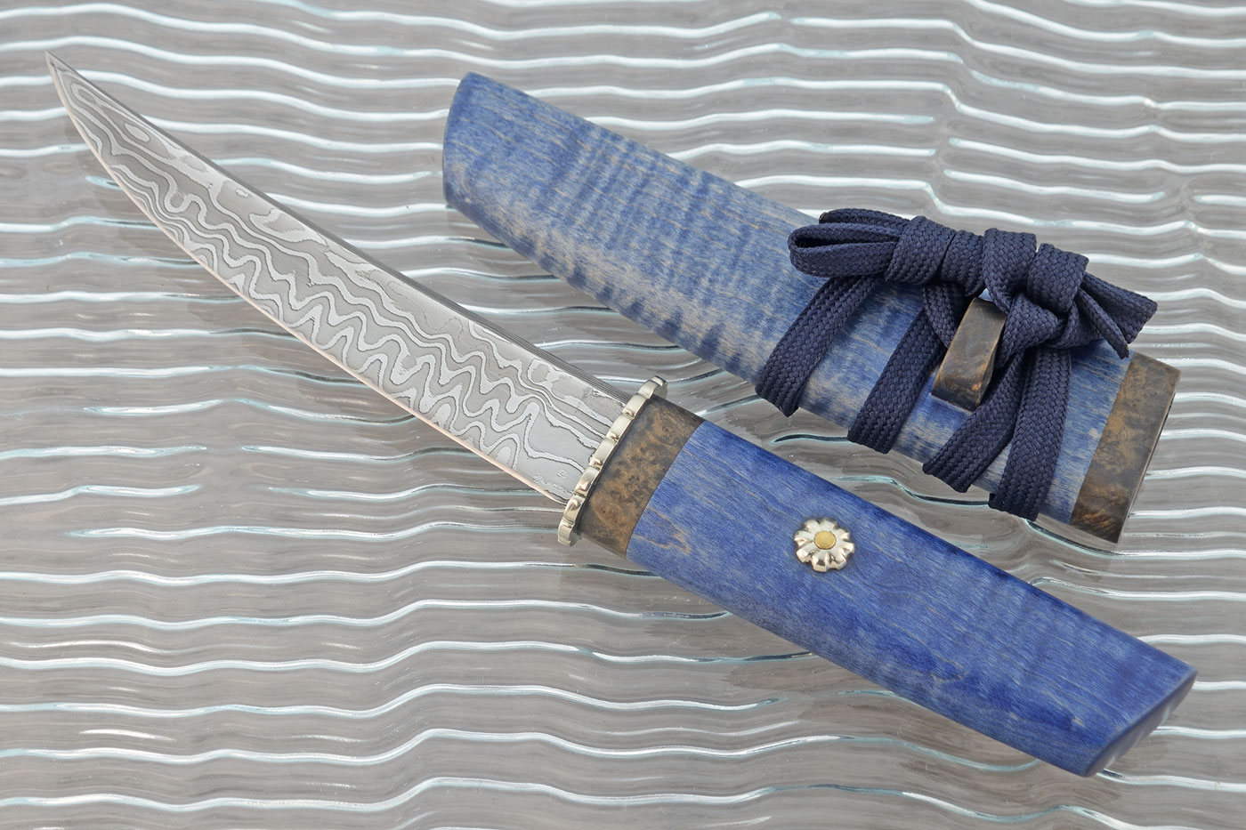 Damascus Tanto with Curly Maple