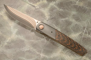 Collaboration Van Heerden & Andre Thorburn Custom Knife A6 Damascus, Heat  Colored Zladinox Feather Pattern Titanium IKBS Premium Flipper - Knife  Purveyor