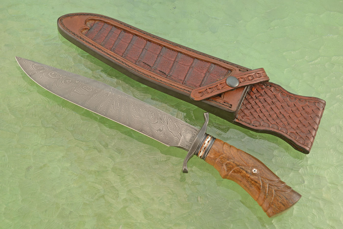 Damascus S-Guard Bowie with Steller's Sea Cow