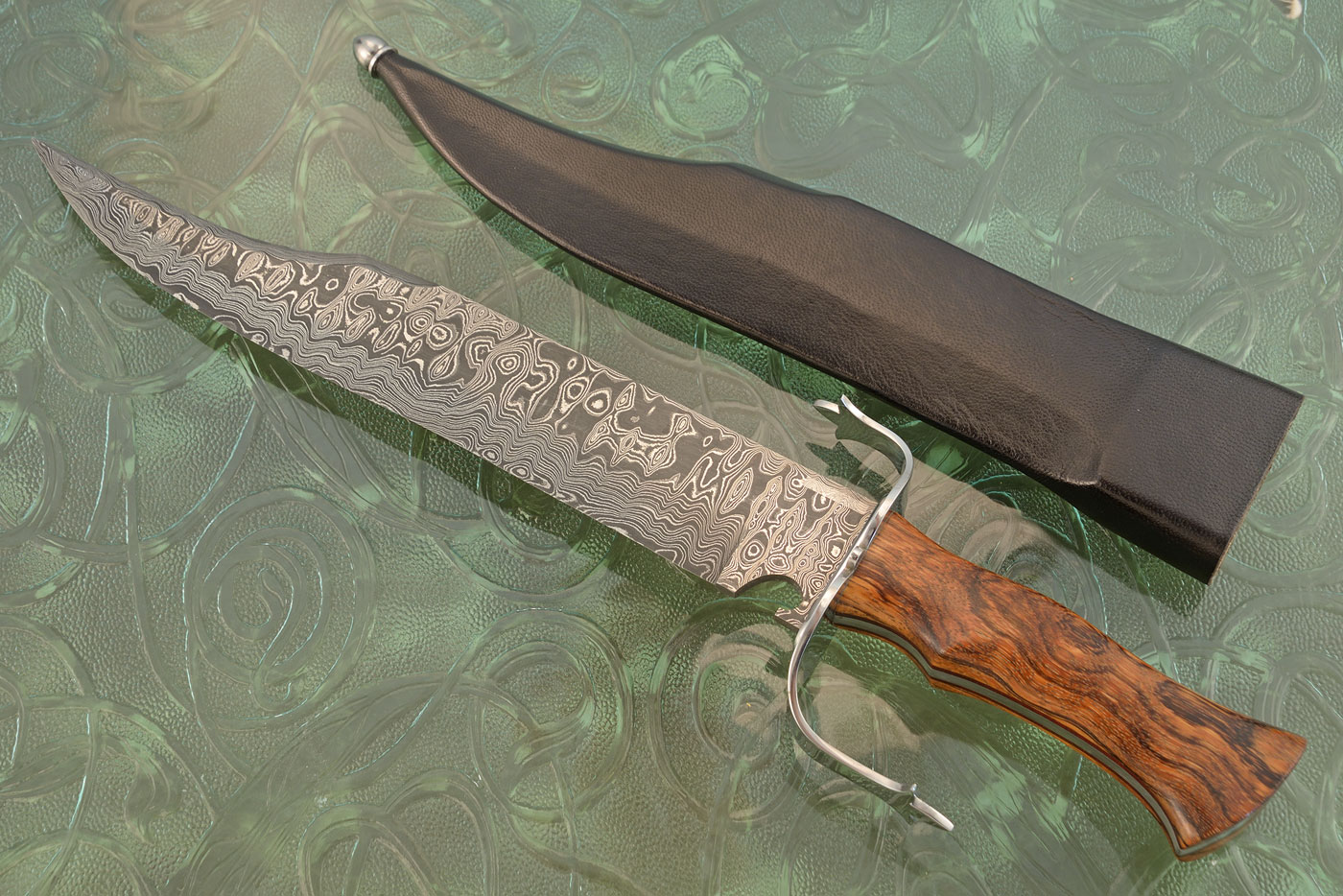Damascus S-Guard Bowie with Zebrawood