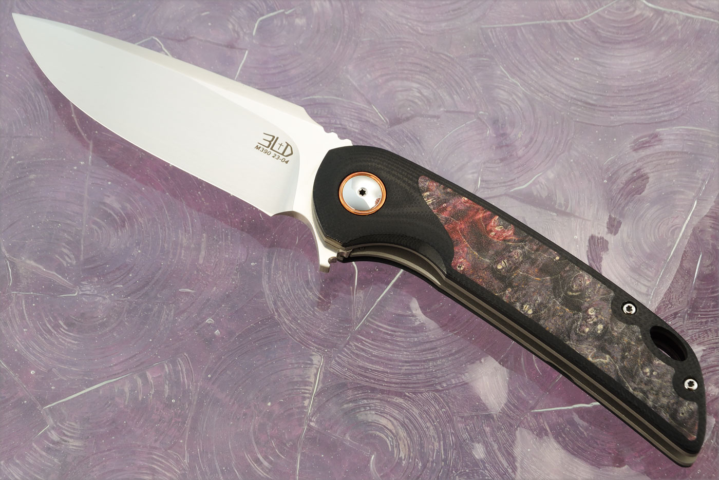 W5 Flipper with Black G10 and Maple Burl - M390