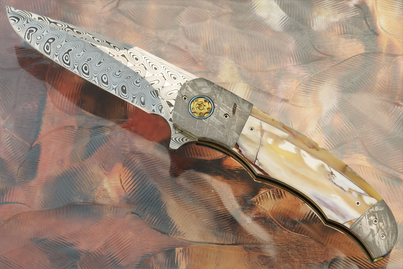 LL-BB Flipper with Mammoth Ivory, Damascus, and Meteorite (Ceramic IKBS)