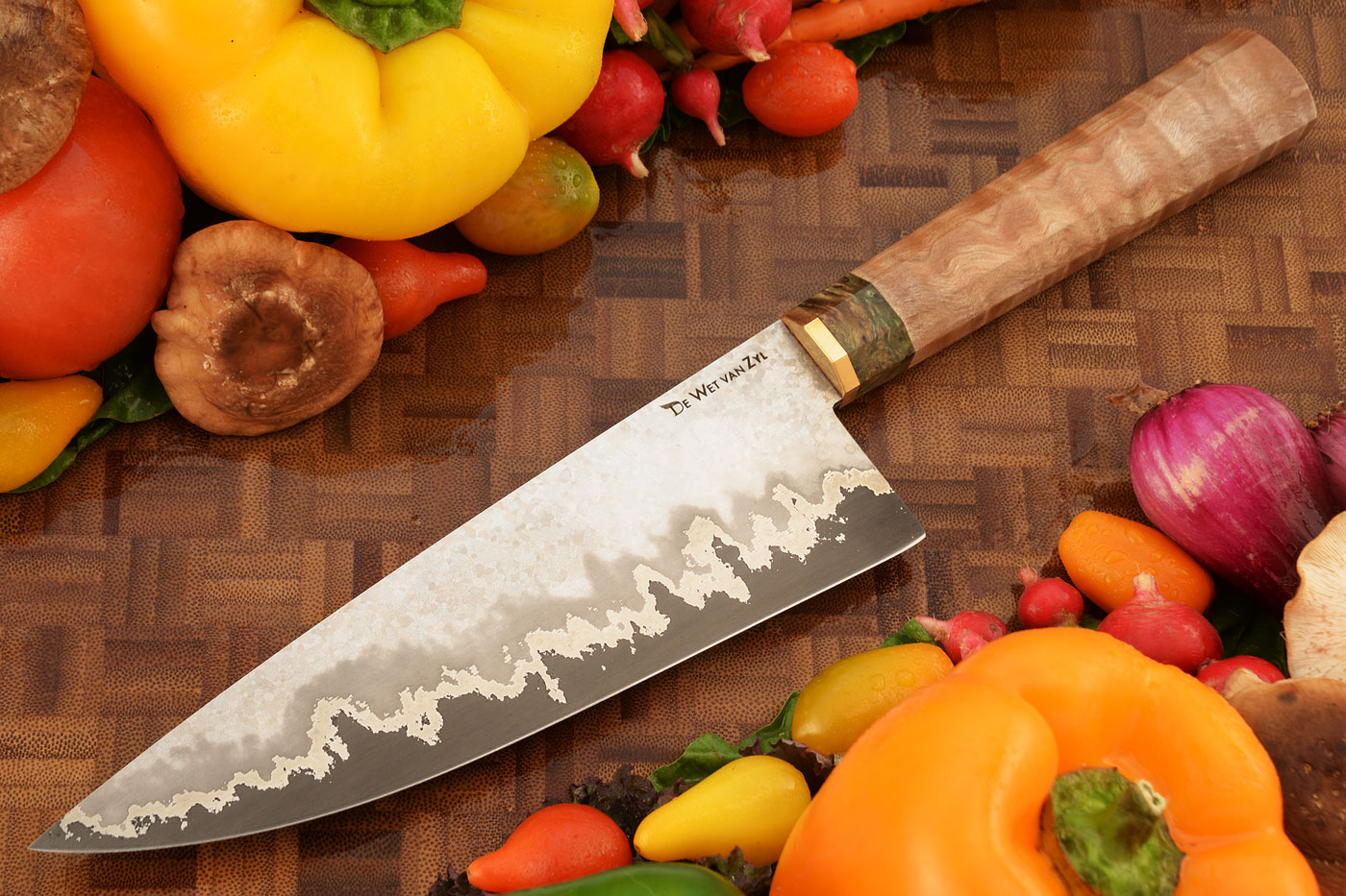 San Mai Chef's Knife with Curly Maple (7-1/4 in)