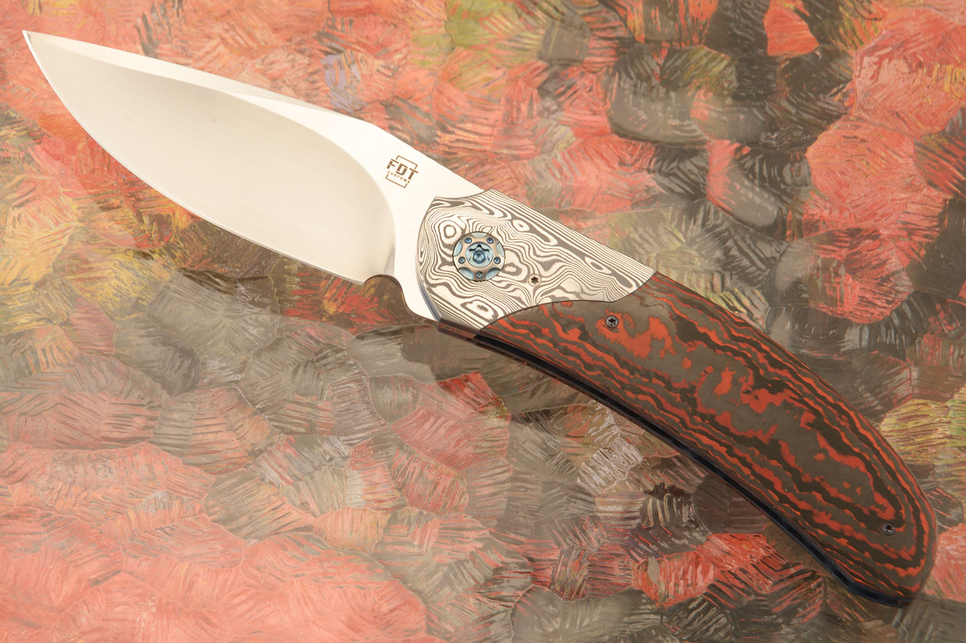 TF-4 Front Flipper with Lava Flow FatCarbon and Damasteel - RWL-34