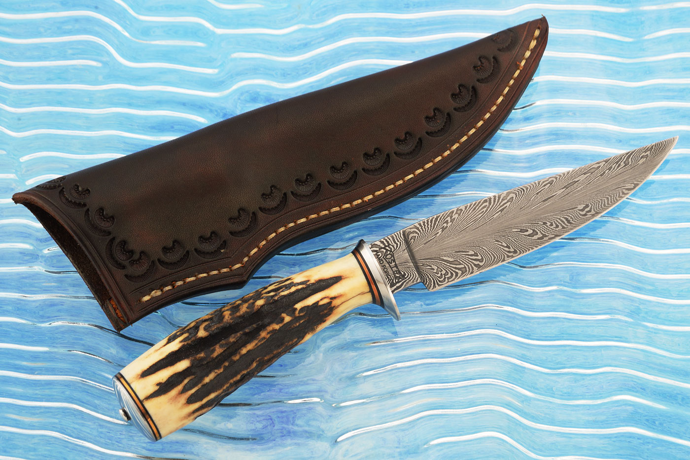 Feather Damascus Small Game Hunter with Stag