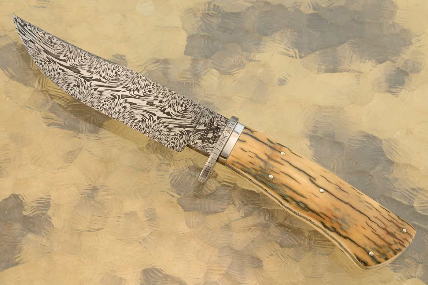 Frame Handle Hunter with Damascus and Mammoth Ivory