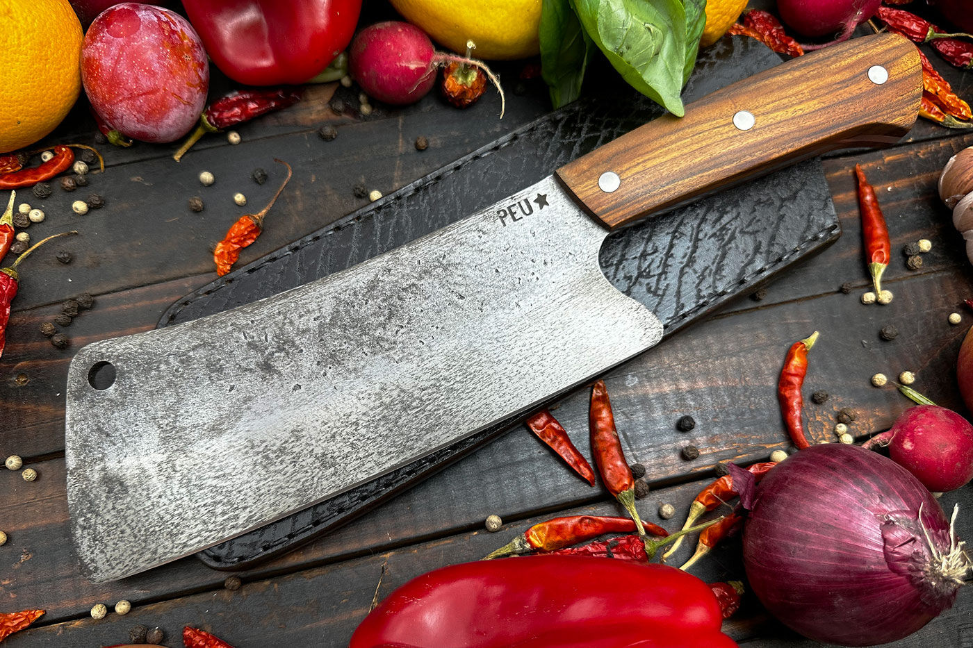 Meat Cleaver with Jacaranda and O2 Carbon Steel
