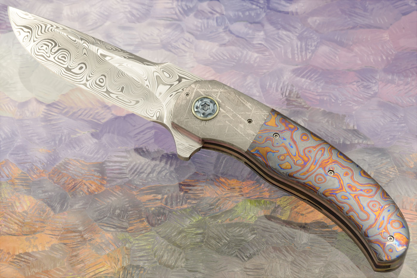 LL-MM Flipper with Timascsus, Damascus, and Meteorite (Ceramic IKBS)