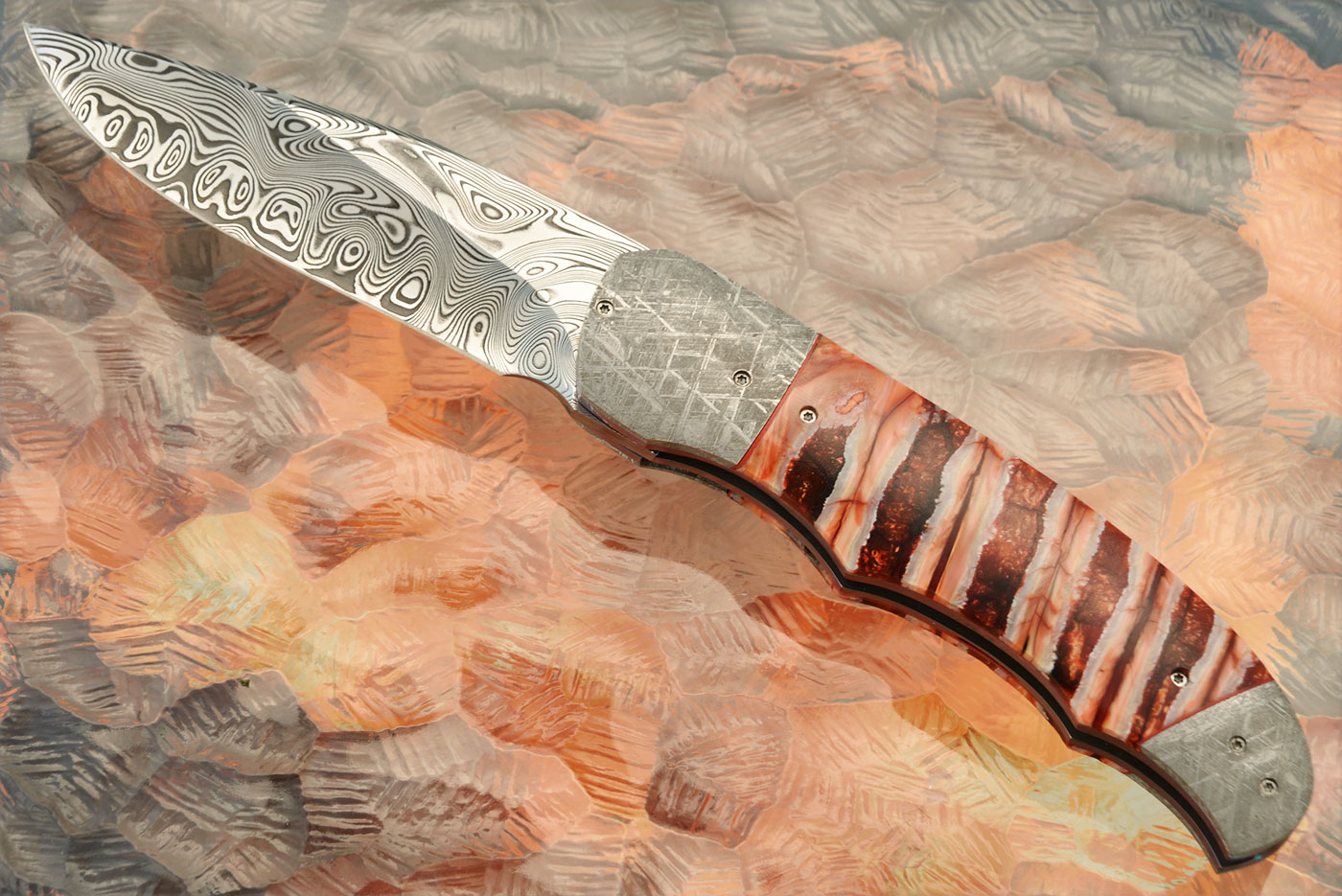LL-BB Front Flipper with Mammoth Molar, Damascus, and Meteorite (Ceramic IKBS)
