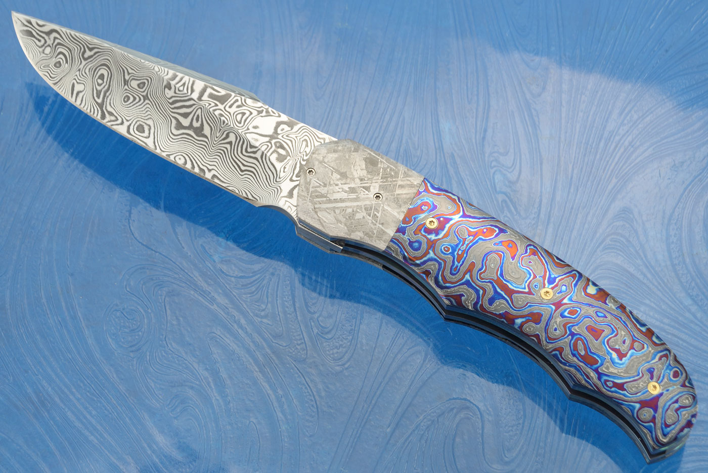 LL-BB Front Flipper with Damasteel, Meteorite, and Black Timascus (Ceramic IKBS)