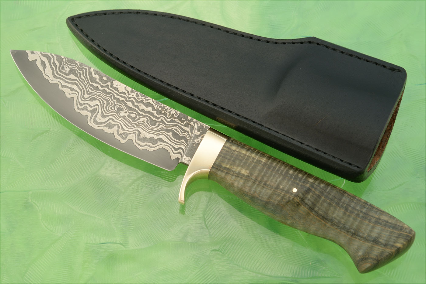 San Mai Damascus Hunter with Curly Ash