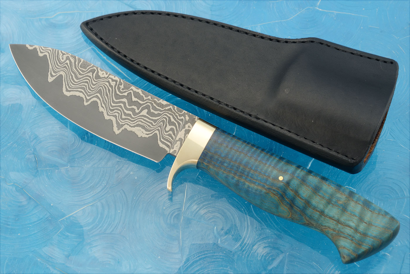 San Mai Damascus Hunter with Curly Maple