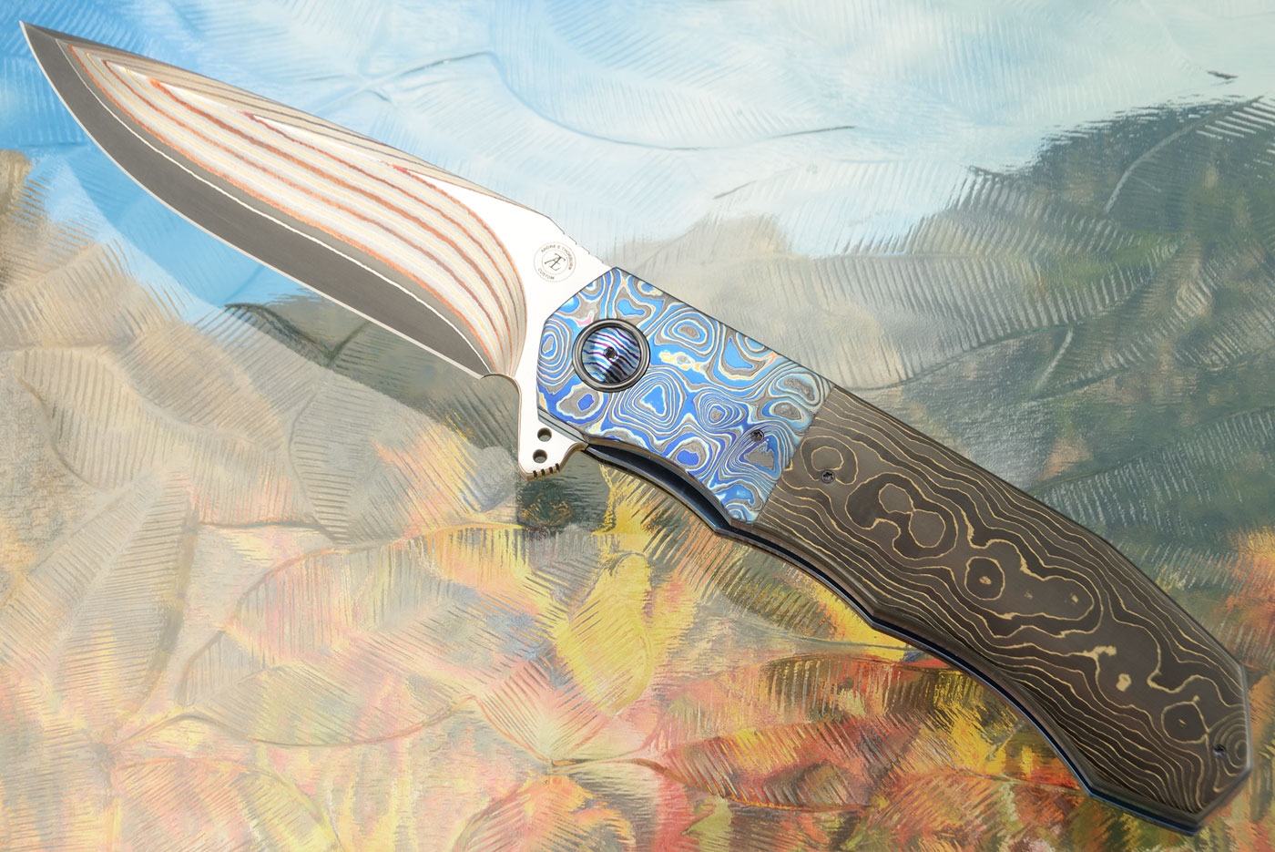 L44M Flipper with Gold Camo FatCarbon and Zircuti - Stainless Yu-Shoku (Ceramic IKBS)