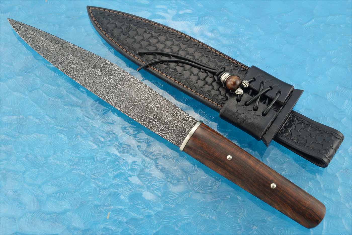 Damascus Seax with Tamboti<br><i>Best Forged Knife, Brooklyn Knife Show</i>