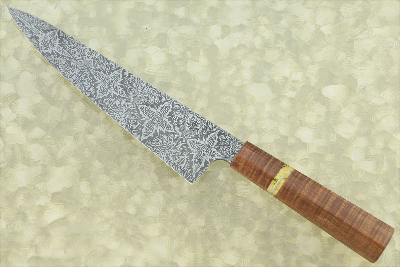 Mosaic Damascus Chef's Knife/Gyuto (10-1/4 in.) with Curly Koa and Mammoth Molar