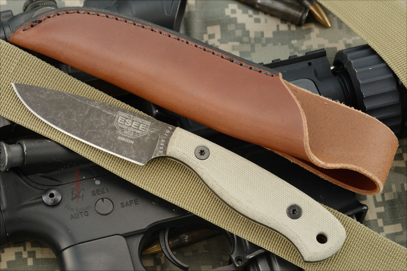 ESEE-JG3 (ESEE-JG3-BO) - Canvas Micarta, 1095 - Stonewash Black Oxide