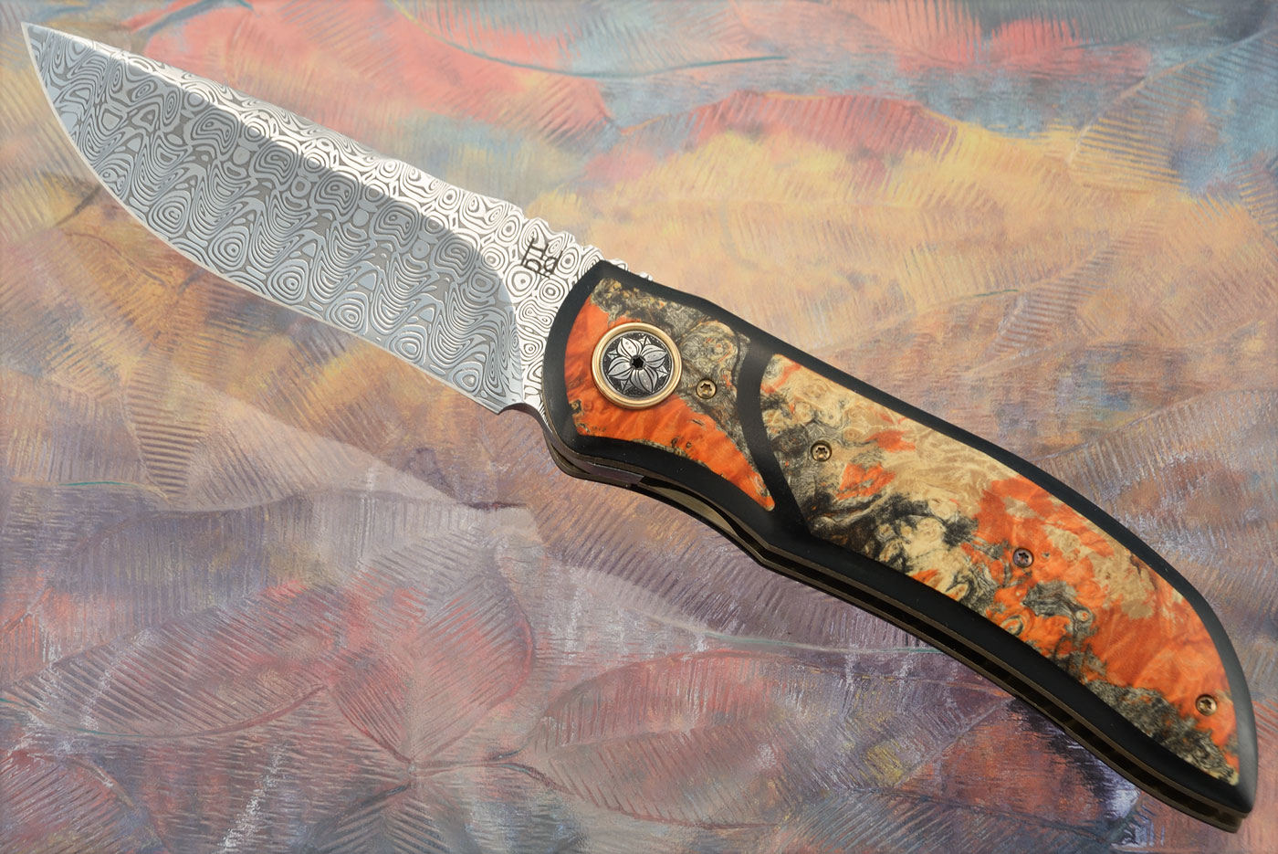 Damascus Renegade Front Flipper with Maple Burl (IKBS)