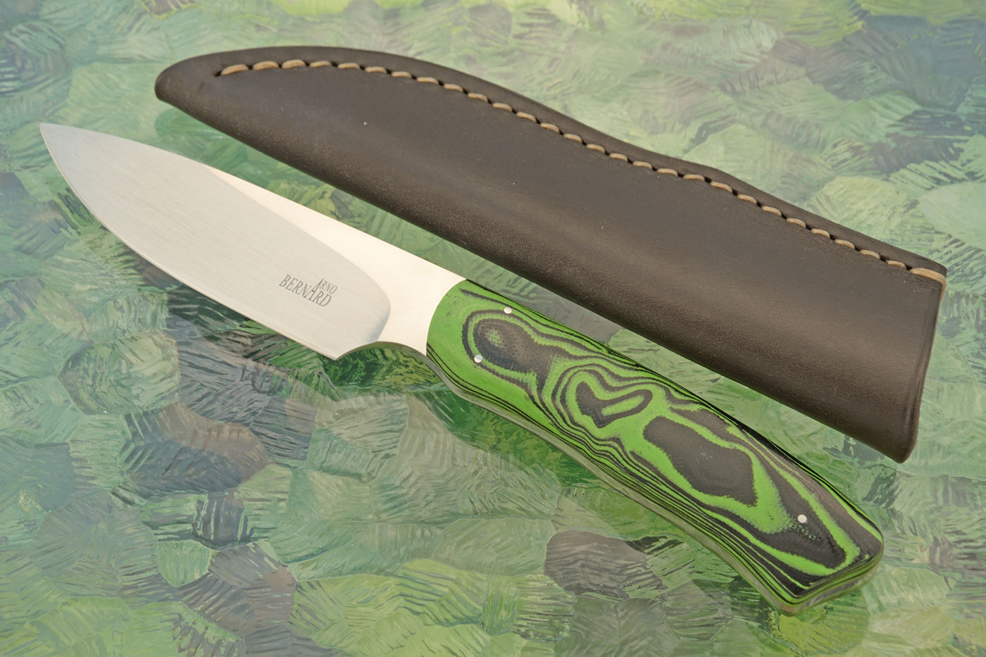 Drop Point Hunter with Black/Green Marbled G-10