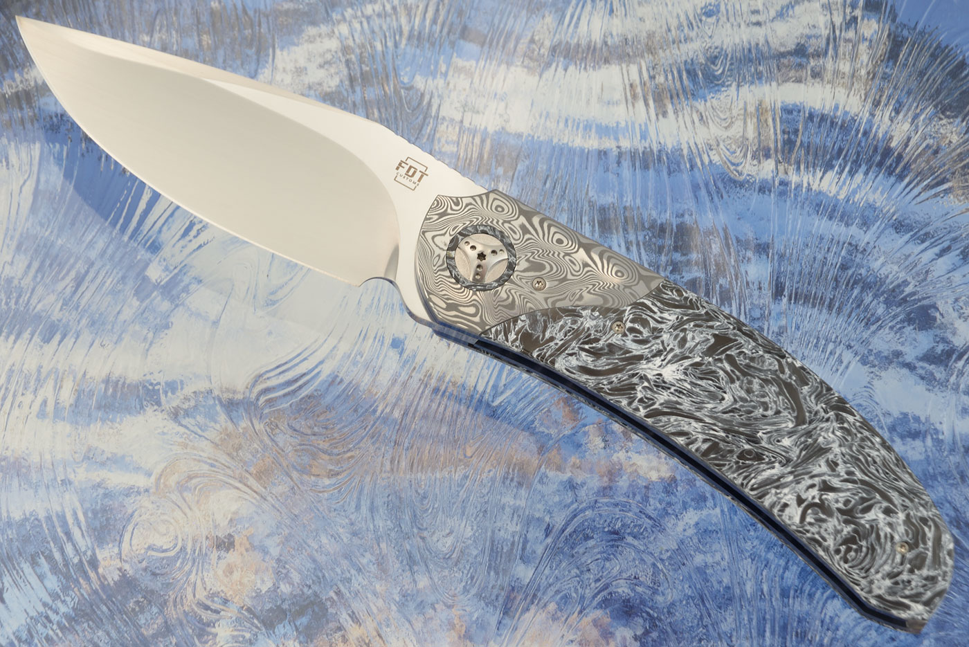 TF-4 Front Flipper with White Technocarbo and Damasteel (Ceramic IKBS) - RWL-34