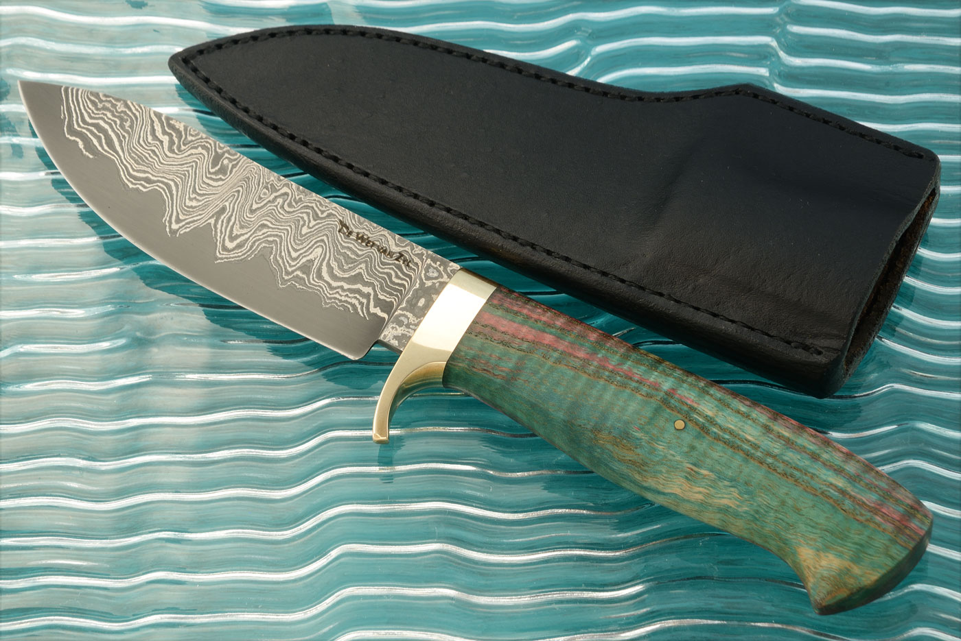 San Mai Damascus Hunter with Curly Ash