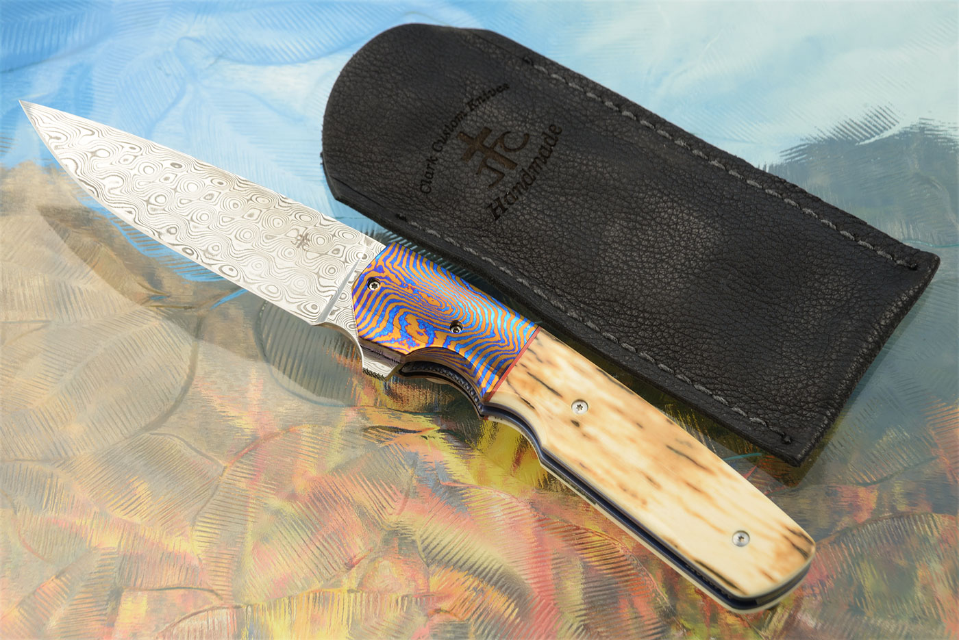 Damascus Model 56 Flipper with Timascus, and Mammoth Ivory (IKBS)