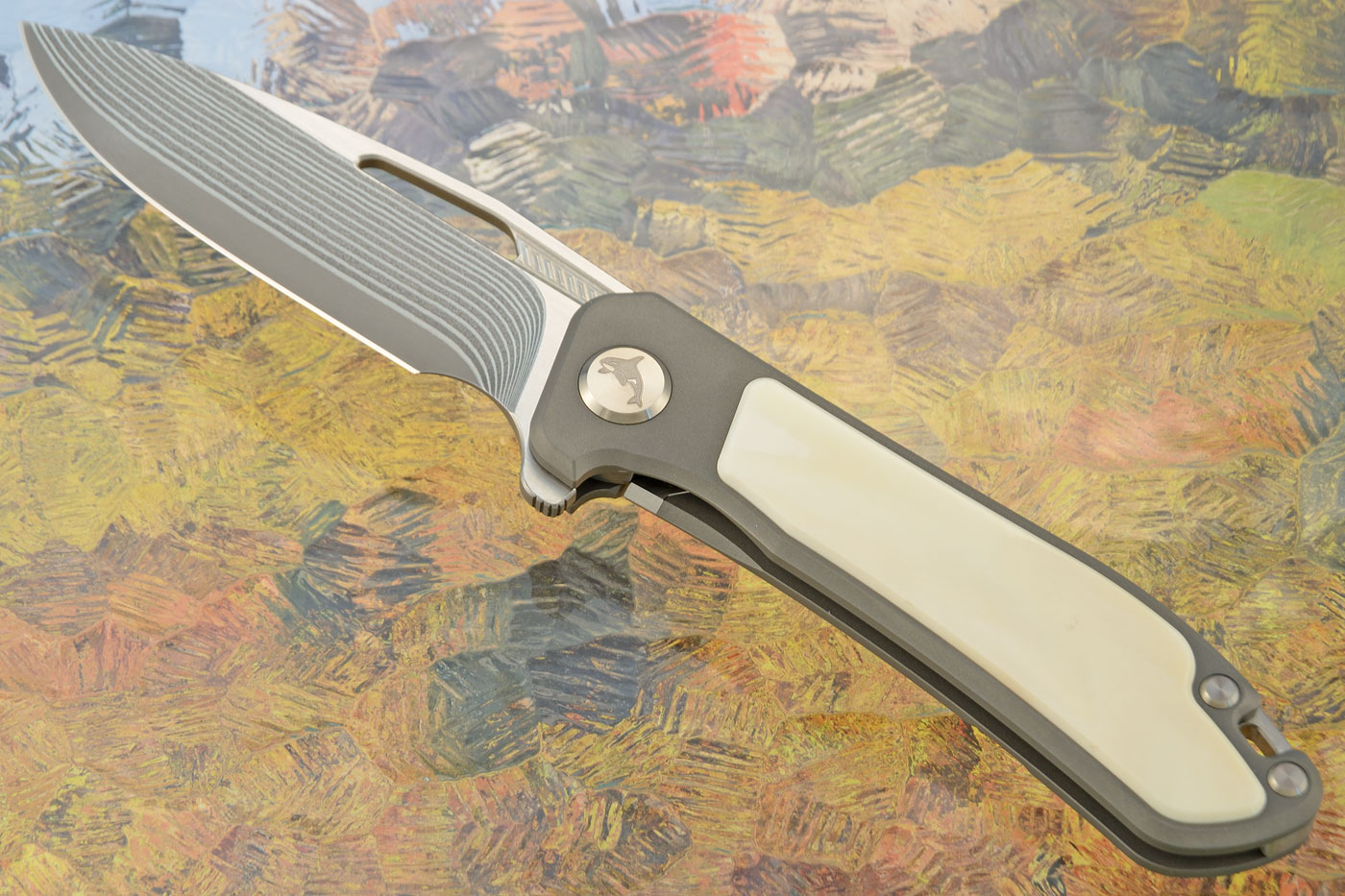 Orca 2.0 Frame Lock Flipper with Warthog Tusk Inlay - SG2 San Mai Damascus - Serial 284