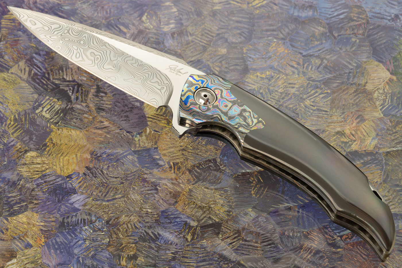 SL Linerlock Flipper with Zircuti and Zirconium - Damasteel