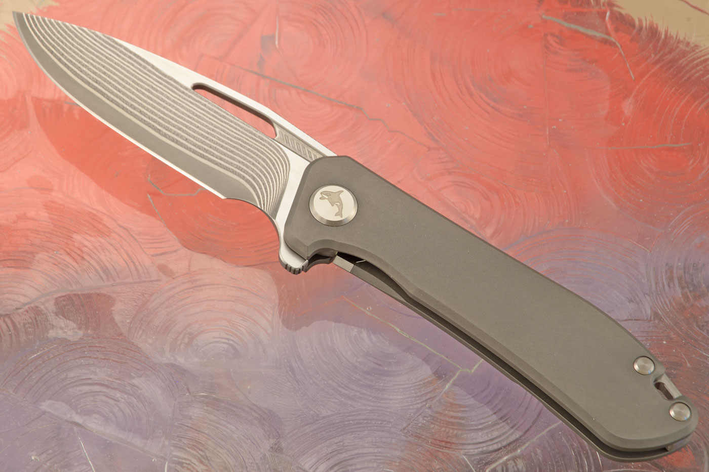 Orca 2.0 Frame Lock Flipper with Titanium - SG2 San Mai Damascus - Serial 323