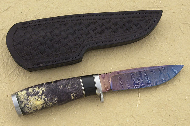 Canadian Hunter with Heat Blued Damascus and Buckeye